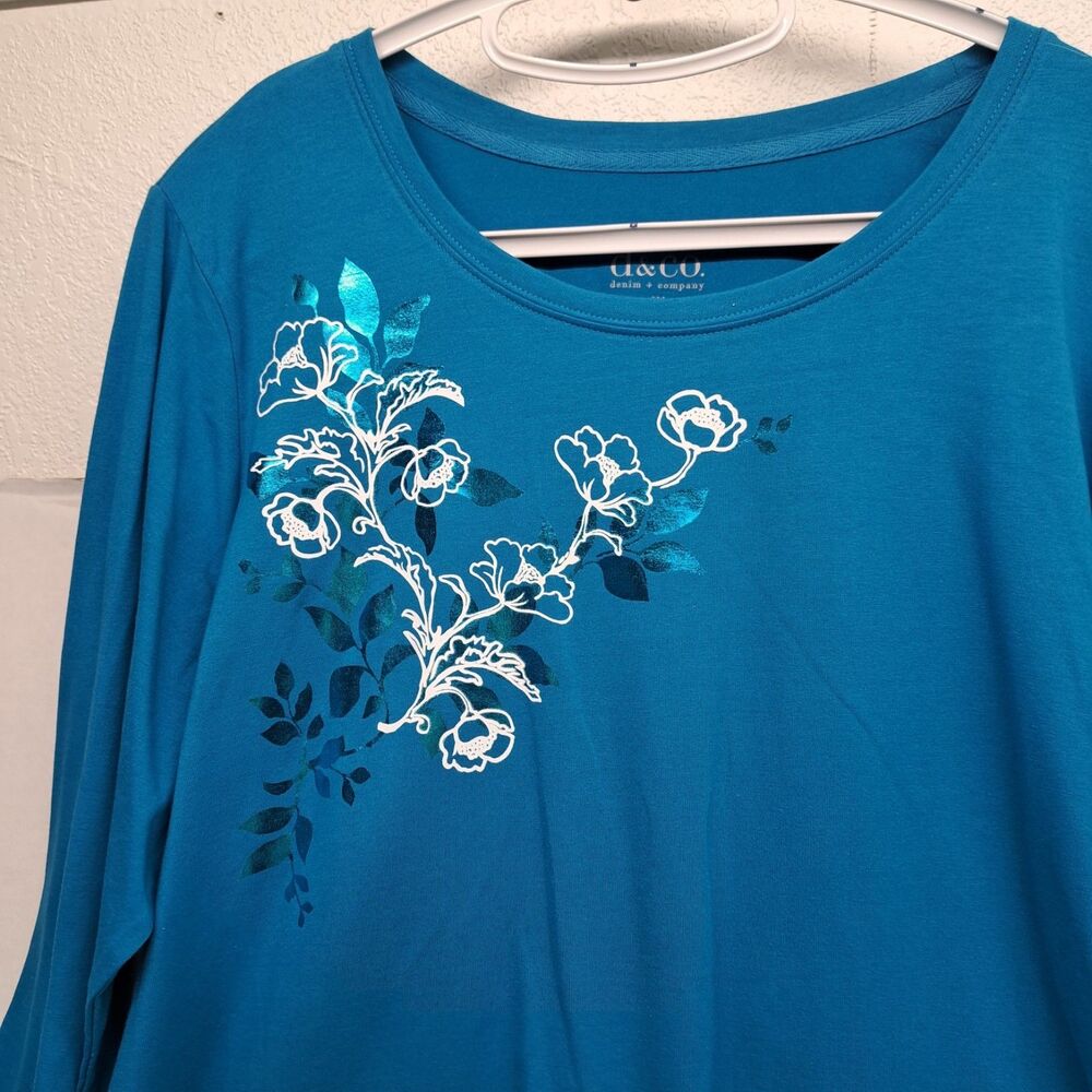 Denim & Co. Floral Print Long Sleeve Top Women's 1X - Picture 3 of 9
